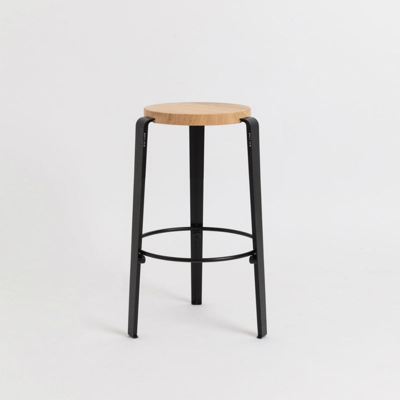 MI LOU mid-high stool – solid wood – SOLID OAK <br>GRAPHITE BLACK