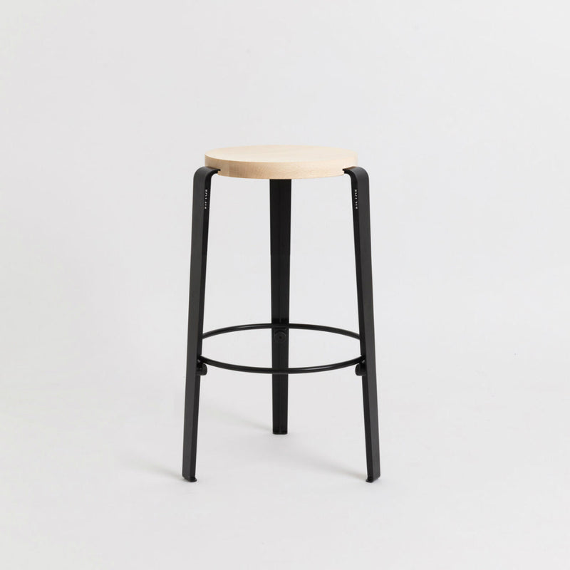MI LOU mid-high stool – SOLID BEECH<br> GRAPHITE BLACK