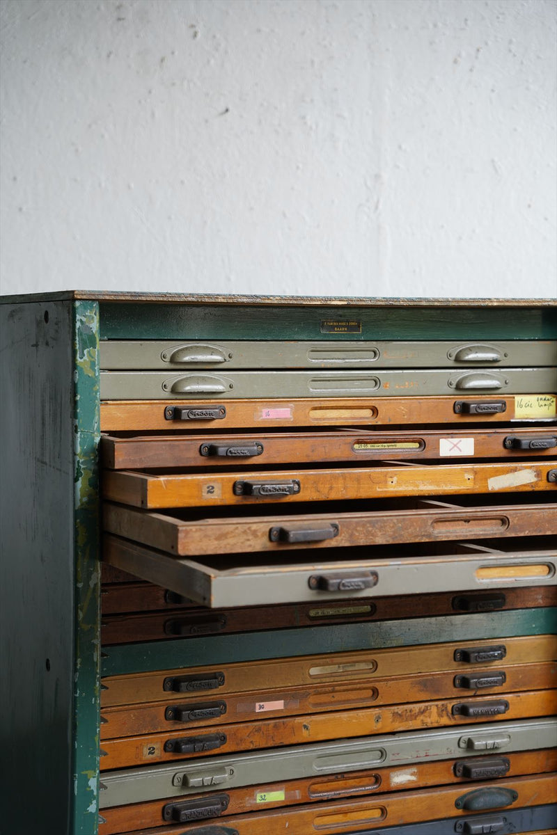 Vintage printer tray cabinet Osaka store