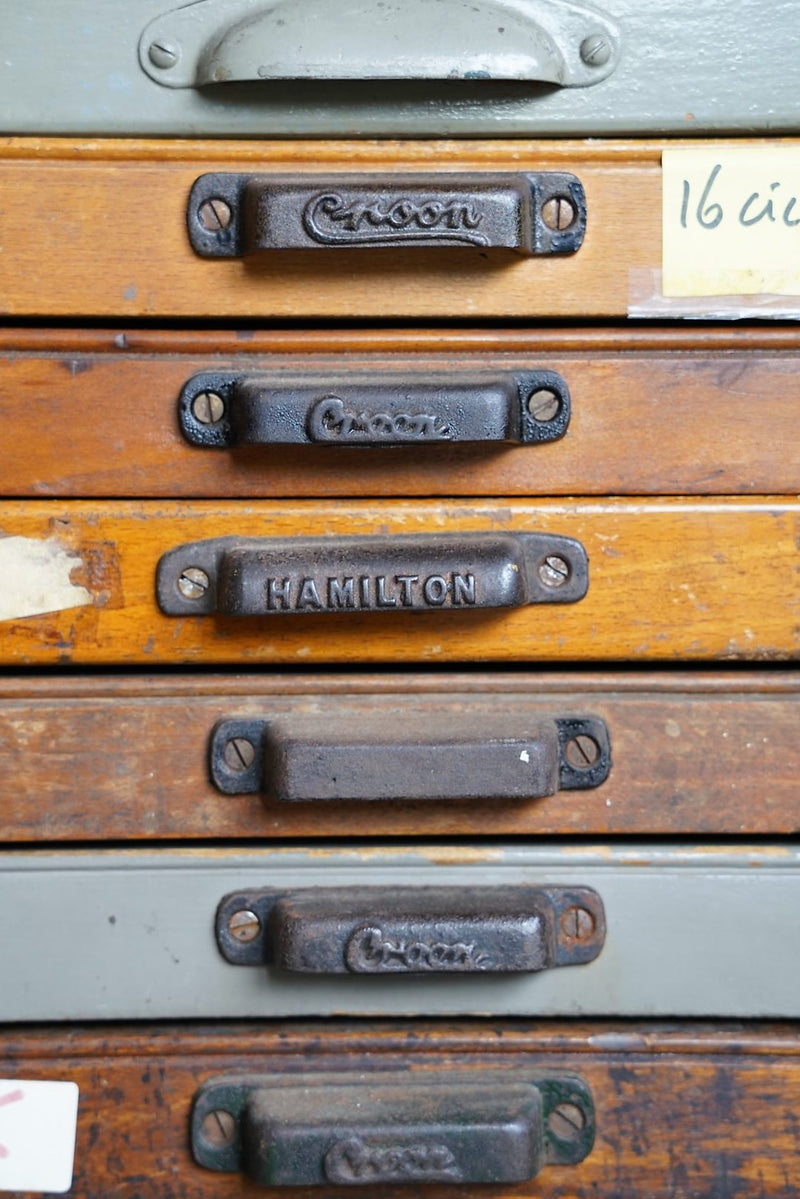 Vintage printer tray cabinet Osaka store