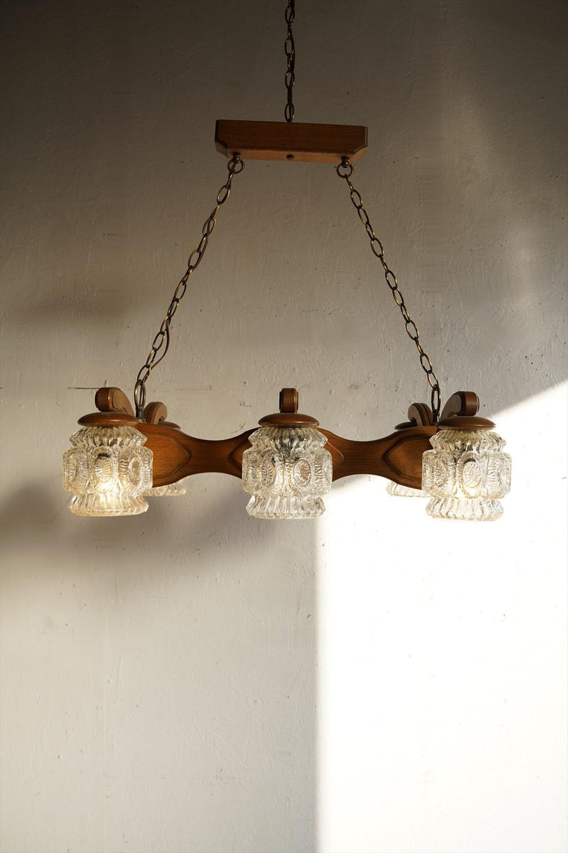 Vintage 6-light wood chandelier Osaka store