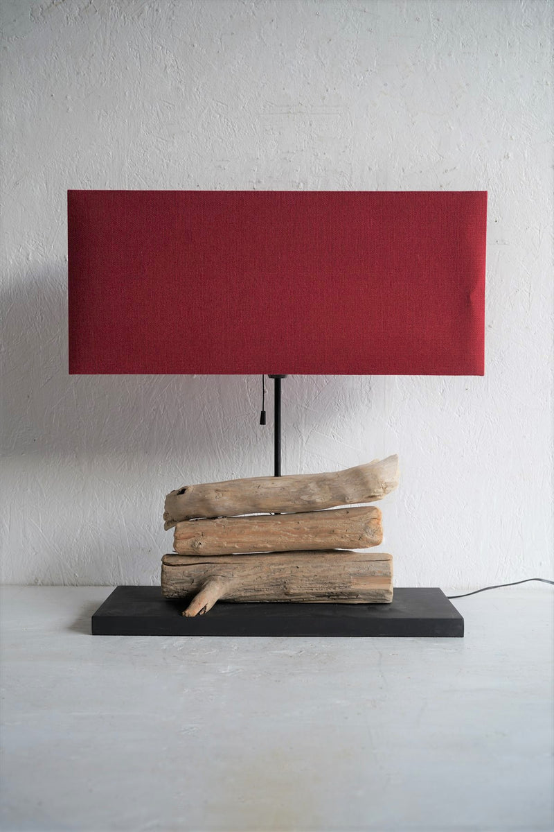 Driftwood Square Shade Table Lamp Red (L) Osaka Store