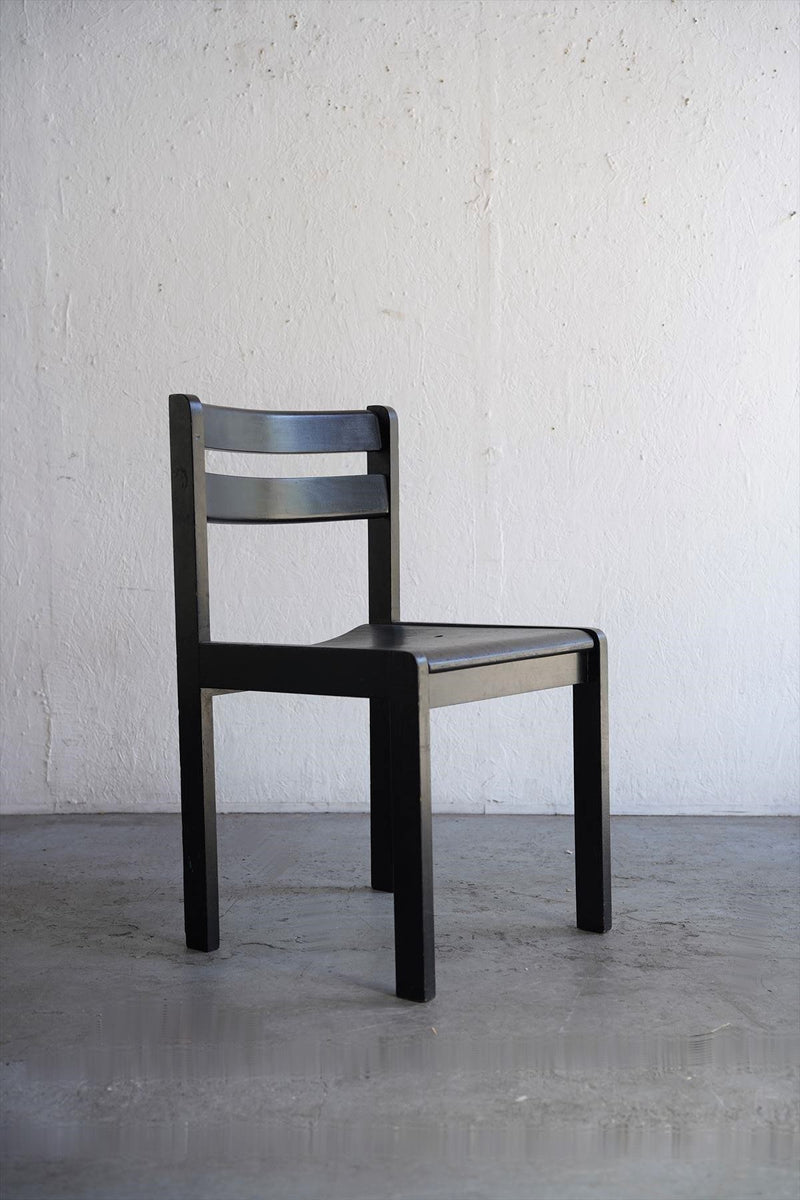 vintage<br> Black paint wood school chair Osaka