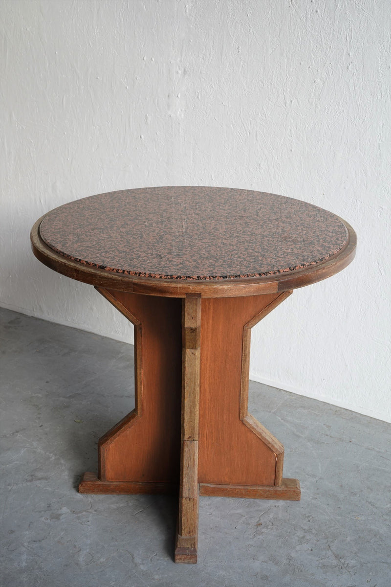 Stone-top round cafe table<br> vintage<br> Osaka store