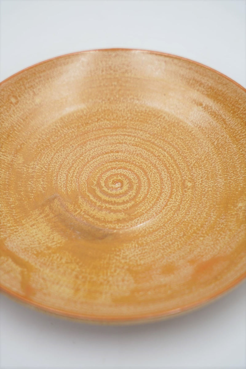 Vintage woodgrain ceramic round plate Yamato store