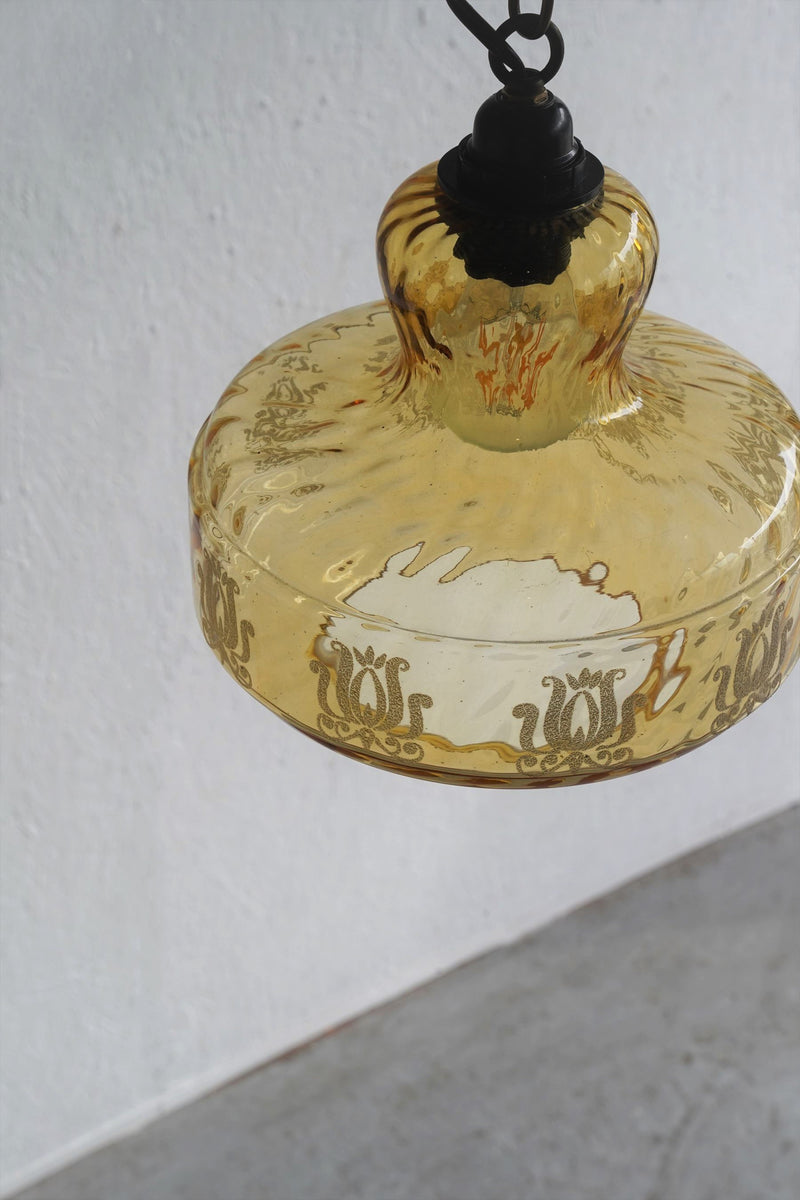 amber glass pendant lamp vintage<br> Osaka store