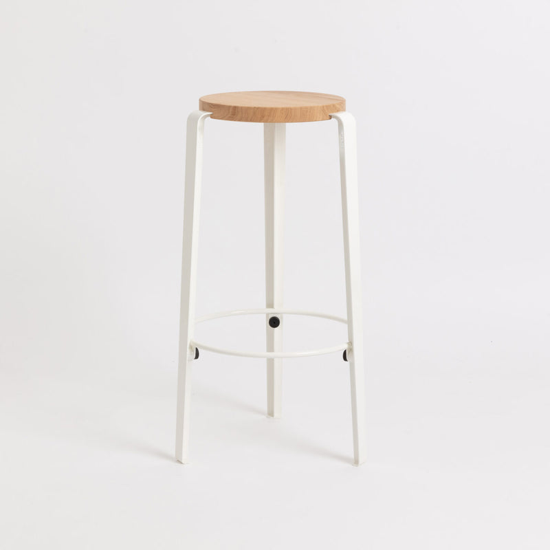 【P】BIG LOU bar stool – SOLID OAK<br> CLOUDY WHITE