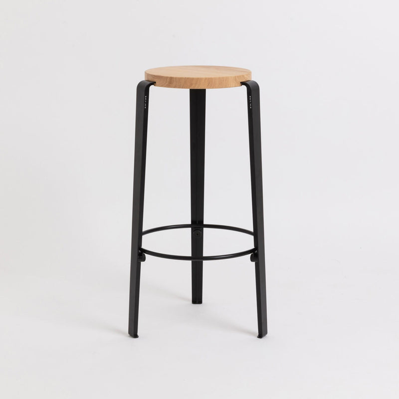 【P】BIG LOU bar stool – SOLID OAK<br> GRAPHITE BLACK