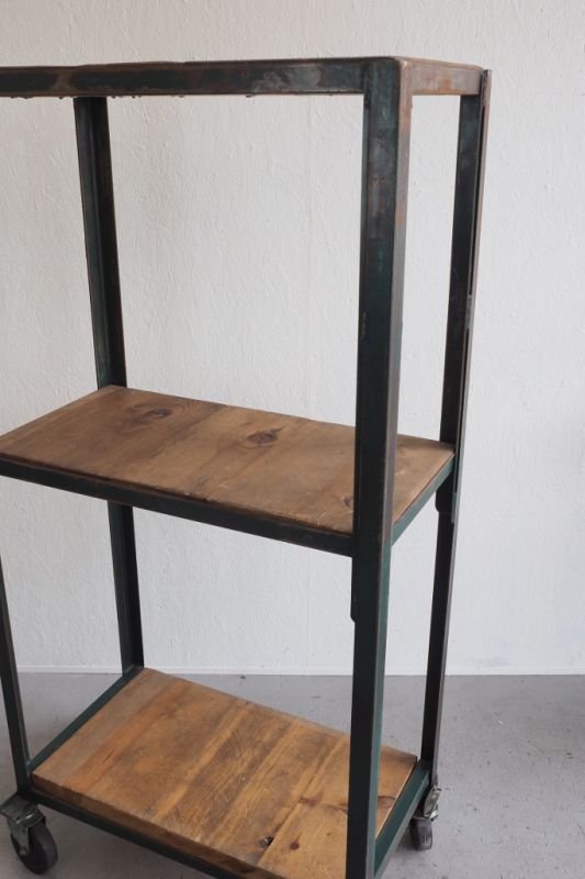 Vintage iron x wood shelf rack/cart (Haneda store)<br> ac-999-h