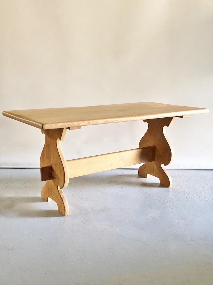 Vintage solid oak wood dining table (Sendagaya store) andt-210416-1-h