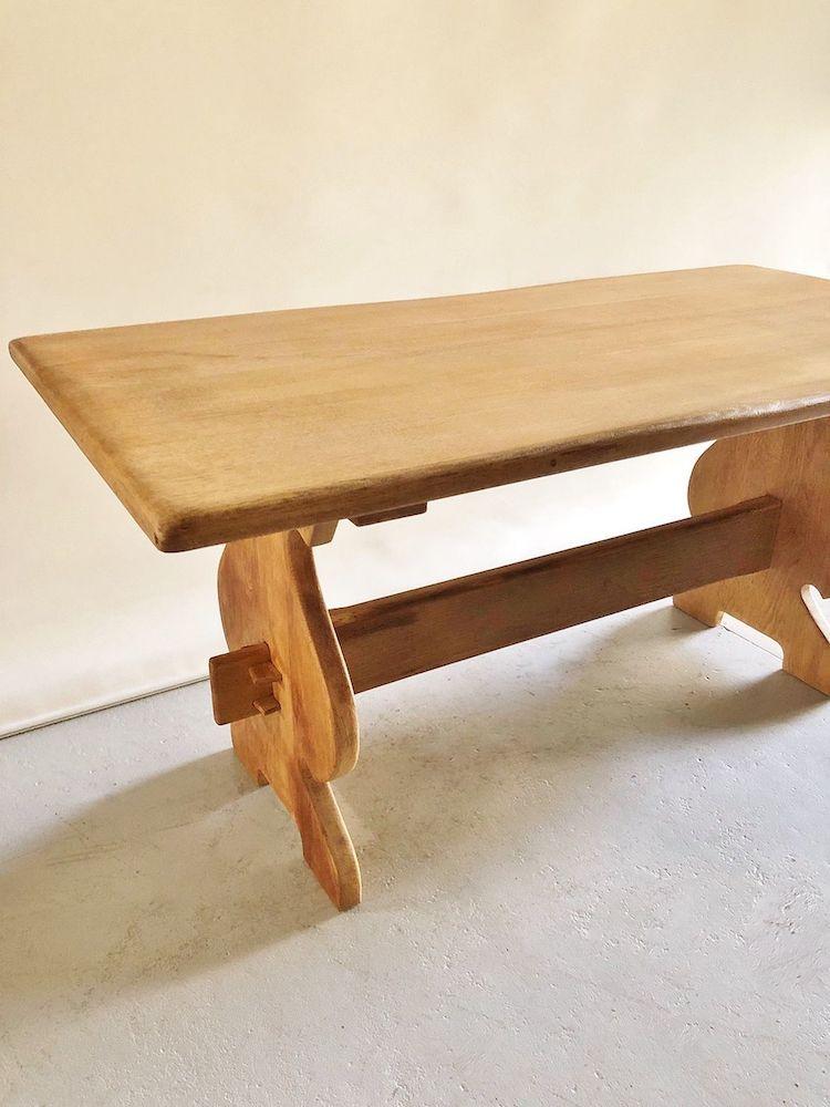 Vintage solid oak wood dining table (Sendagaya store) andt-210416-1-h