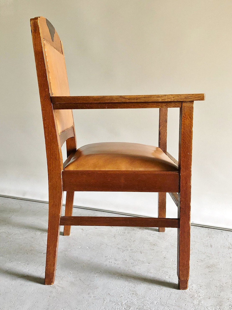 Vintage solid oak wood x leather armchair (Haneda store)_antc-200916-1-h
