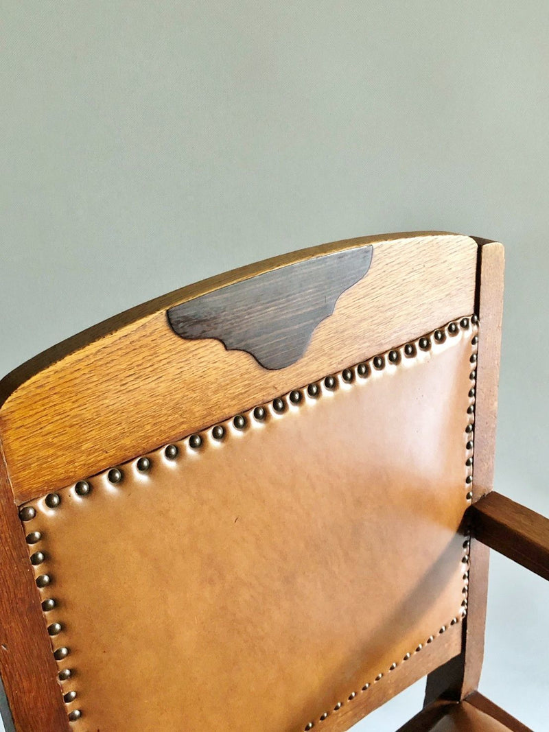 Vintage solid oak wood x leather armchair (Haneda store)_antc-200916-1-h