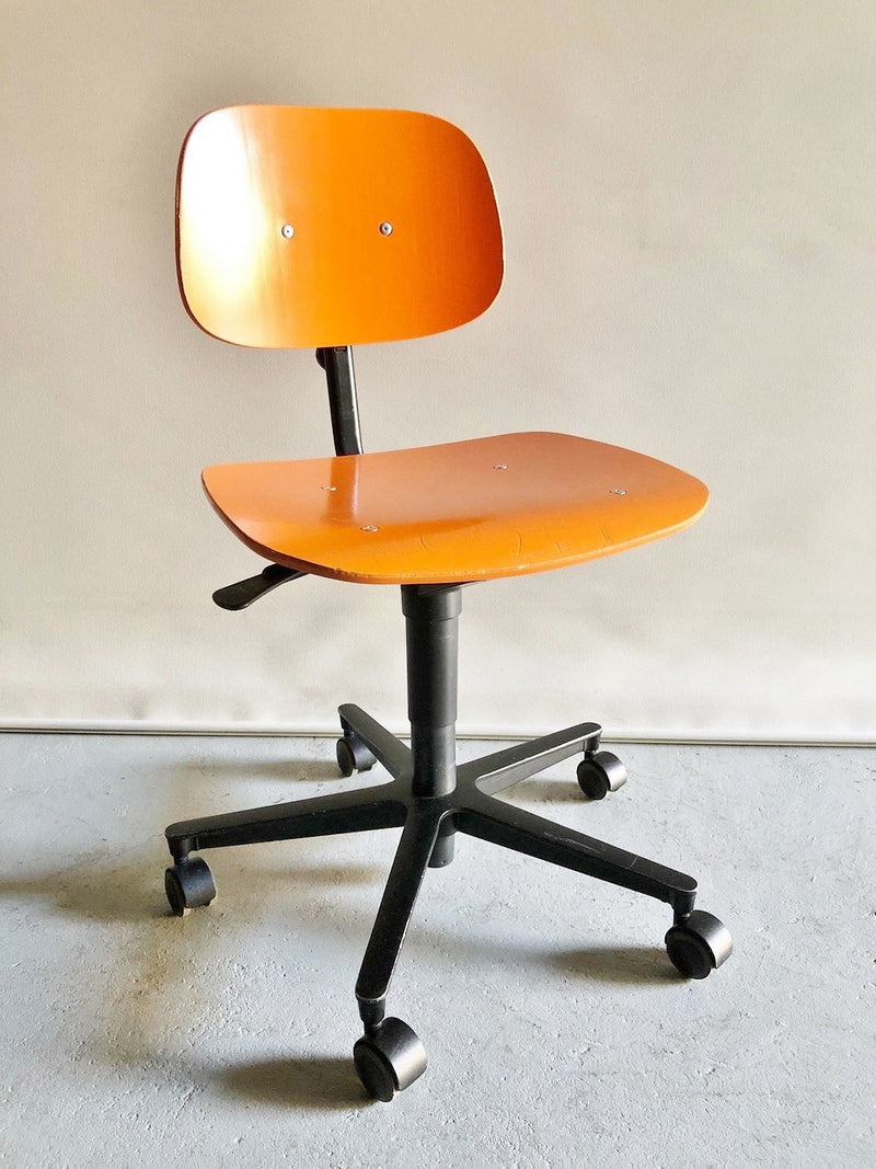 Vintage plywood x iron office chair orange Osaka store