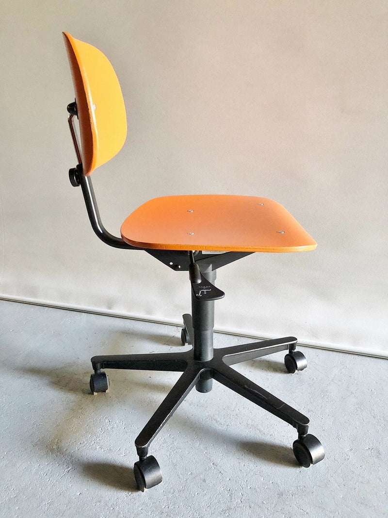 Vintage plywood x iron office chair orange Osaka store