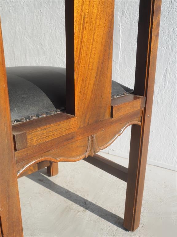 Vintage Cross Motif Wood x Leather Dining Chair Osaka Store