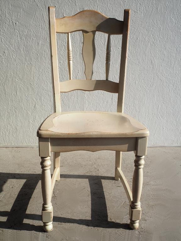 Vintage white painted wood dining chair (Osaka store)_antc-201208-4-o