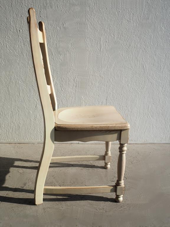 Vintage white painted wood dining chair (Osaka store)_antc-201208-4-o