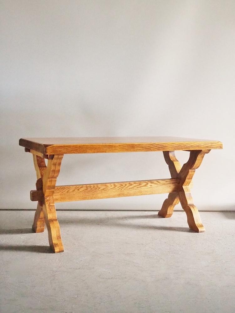 Vintage solid oak wood dining table (Haneda store) antd-210403-2-h
