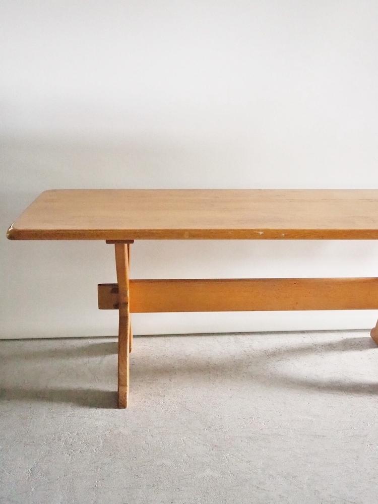 Vintage solid oak wood dining table (Haneda store) antd-210403-4-h