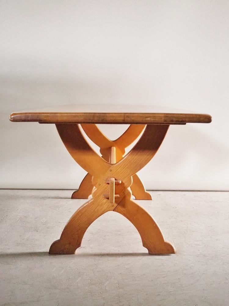 Vintage solid oak wood dining table (Haneda store) antd-210403-4-h