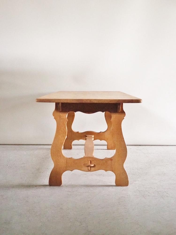 Vintage solid oak wood dining table (Haneda store) antd-210403-5-h