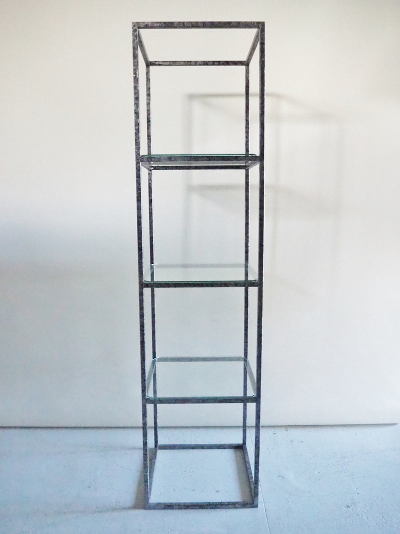 vintage<br> Iron x glass shelf (4 tiers) (black color)<br>