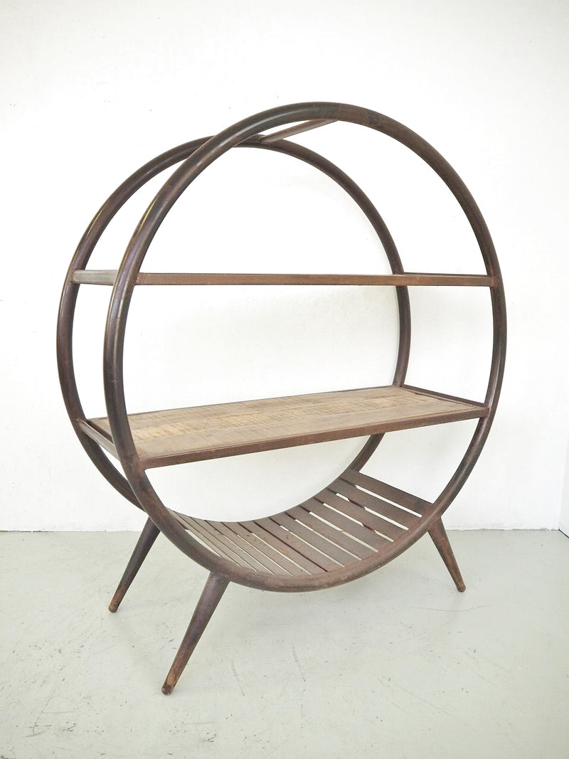 Vintage iron x wood circle shelf (A) (Sendagaya store)<br> ants-210429-1-h