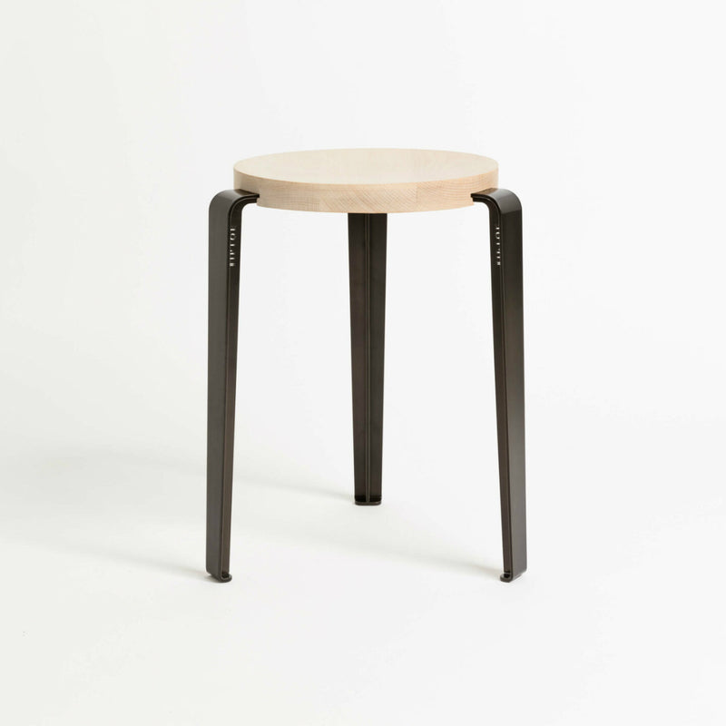 【P】LOU stool – SOLID BEECH <br>DARK STEEL