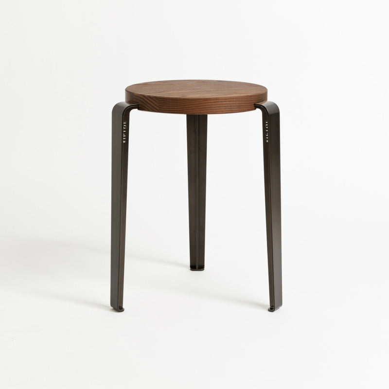【P】LOU stool – TINTED OAK<br> DARK STEEL