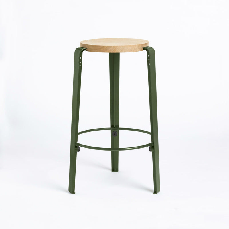【P】MI LOU mid-high stool – solid wood – SOLID OAK <br>ROSEMARY GREEN