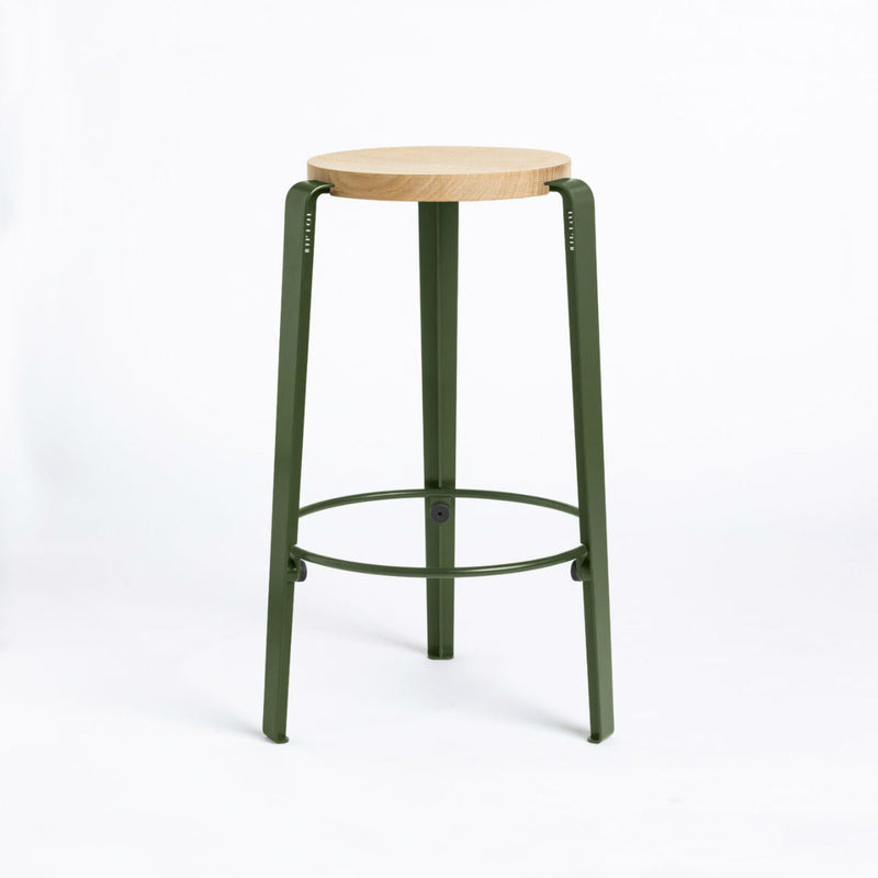 MI LOU mid-high stool – solid wood – SOLID OAK <br>ROSEMARY GREEN