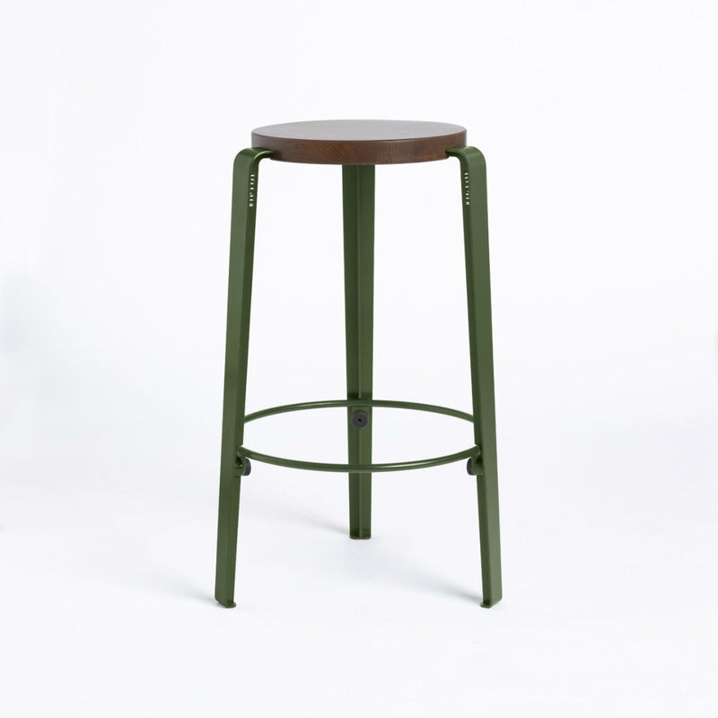【P】MI LOU mid-high stool – TINTED OAK <br>ROSEMARY GREEN