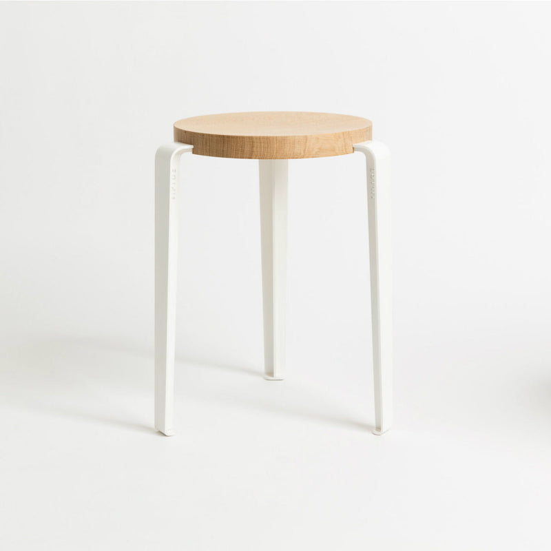 LOU stool – SOLID OAK <br>CLOUDY WHITE