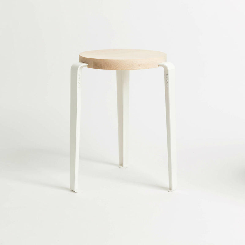 【P】LOU stool – SOLID BEECH<br> CLOUDY WHITE