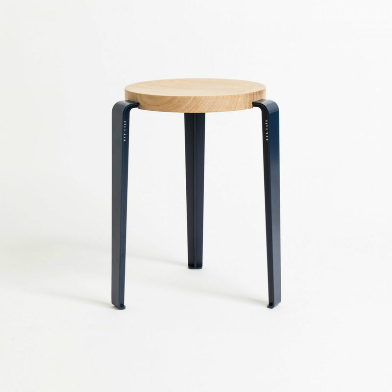 【P】LOU stool – SOLID OAK<br> MINERAL BLUE
