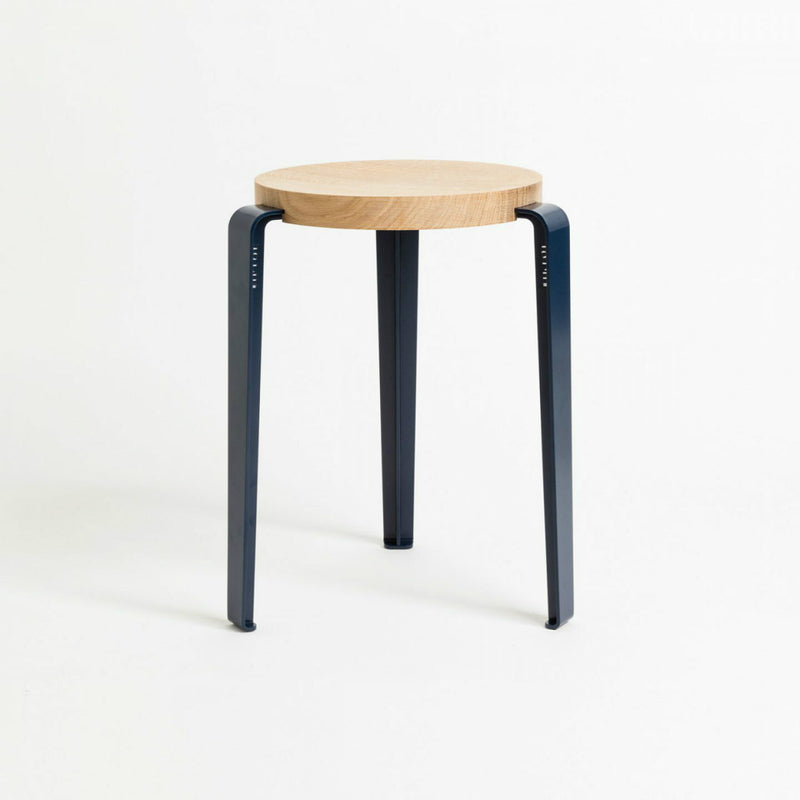 LOU stool – SOLID OAK<br> MINERAL BLUE