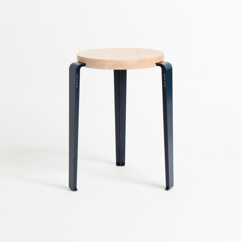 【P】LOU stool – SOLID BEECH<br> MINERAL BLUE