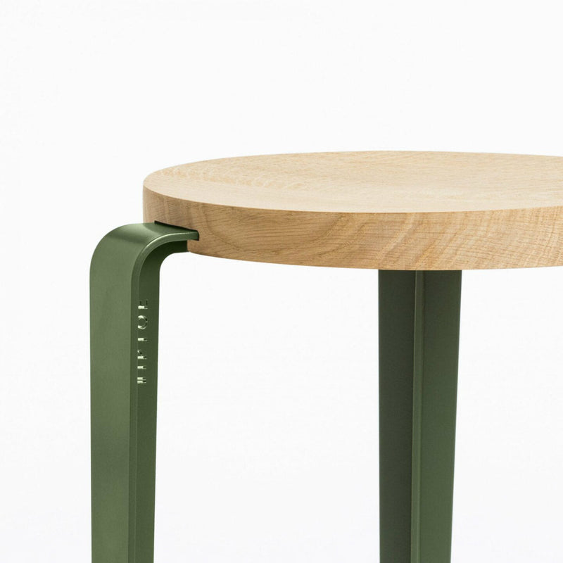 MI LOU mid-high stool – solid wood – SOLID OAK <br>ROSEMARY GREEN