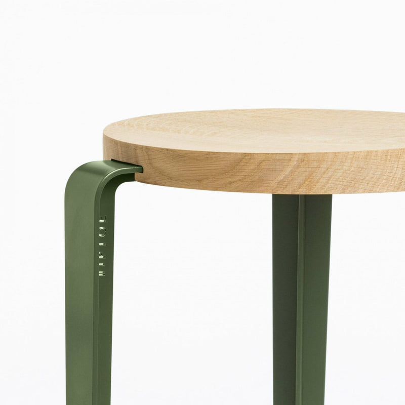【P】MI LOU mid-high stool – solid wood – SOLID OAK <br>ROSEMARY GREEN
