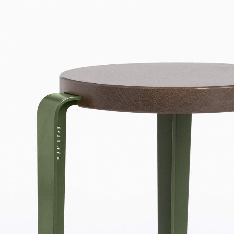 【P】BIG LOU bar stool – TINTED OAK<br> ROSEMARY GREEN