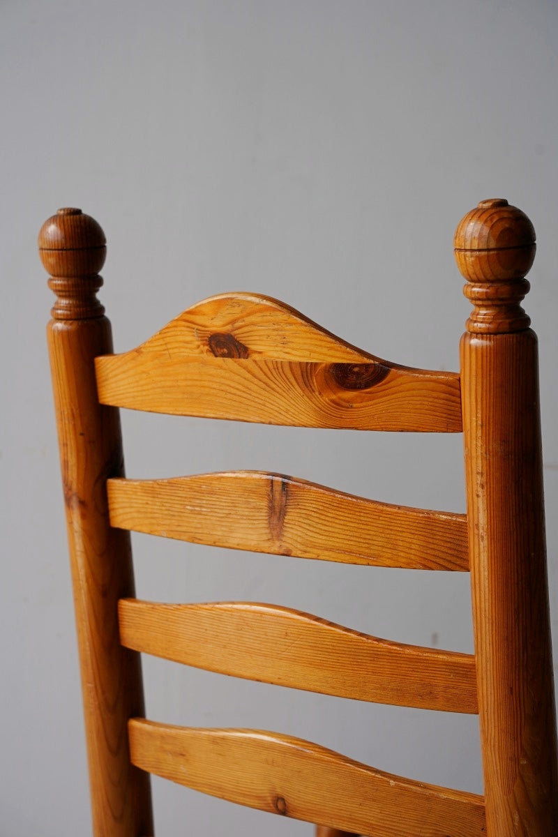 Pinewood x Rattan Ladder Back Chair Vintage Yamato Store<br> 4 legs HOLD ~ until 11/4