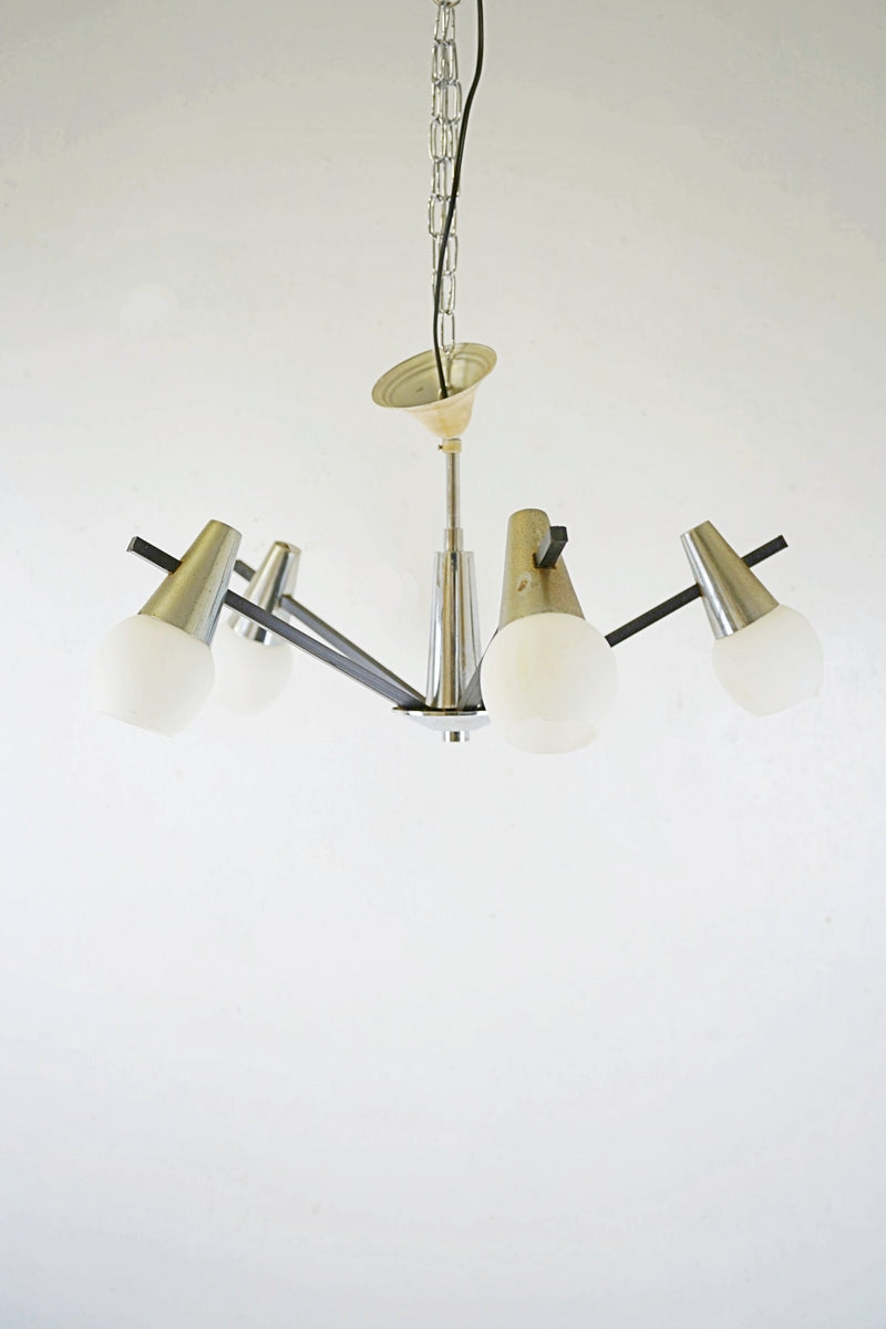 vintage<br> Frosted glass x iron chandelier Haneda store