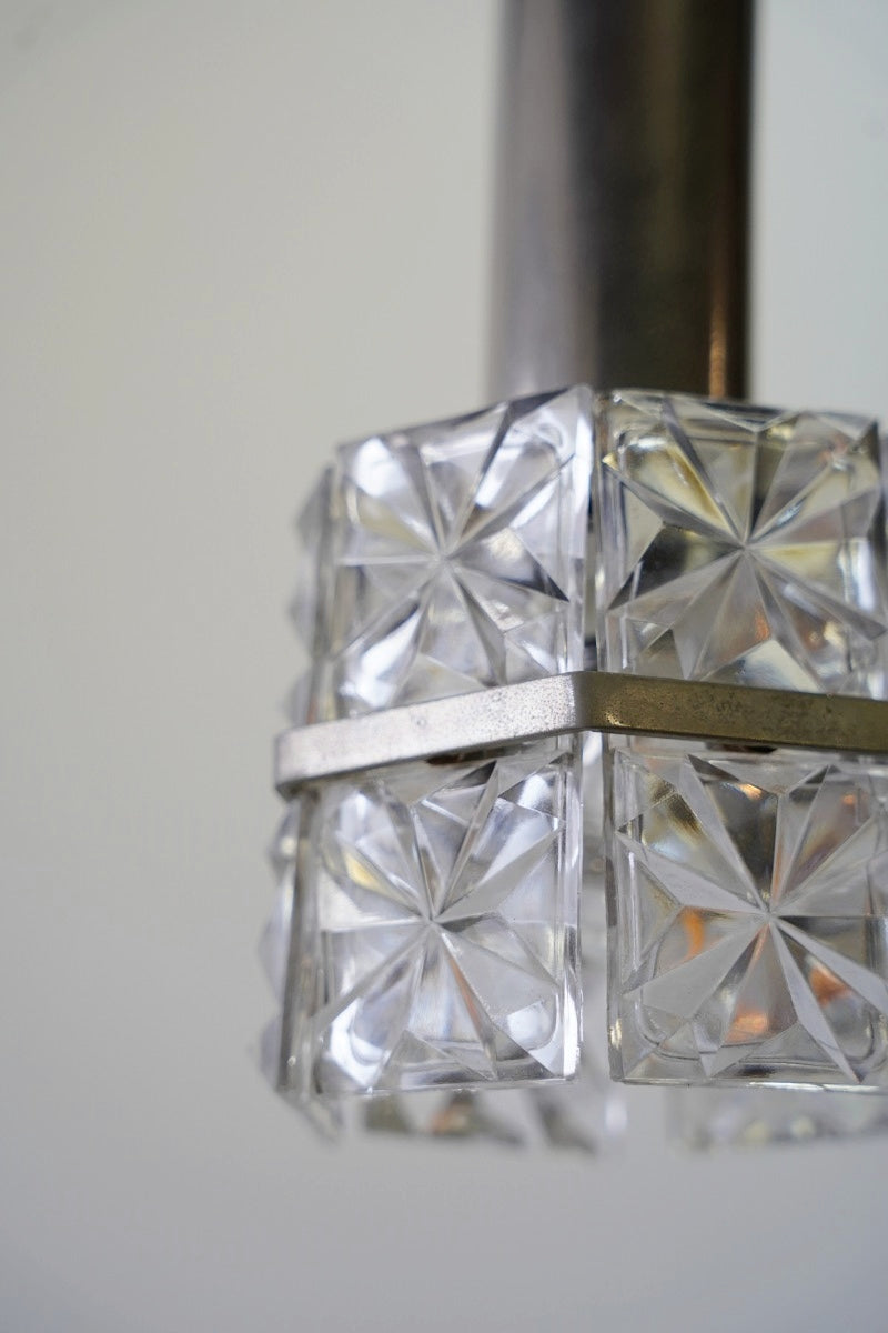 Cut glass x chrome pendant lamp<br> vintage yamato store