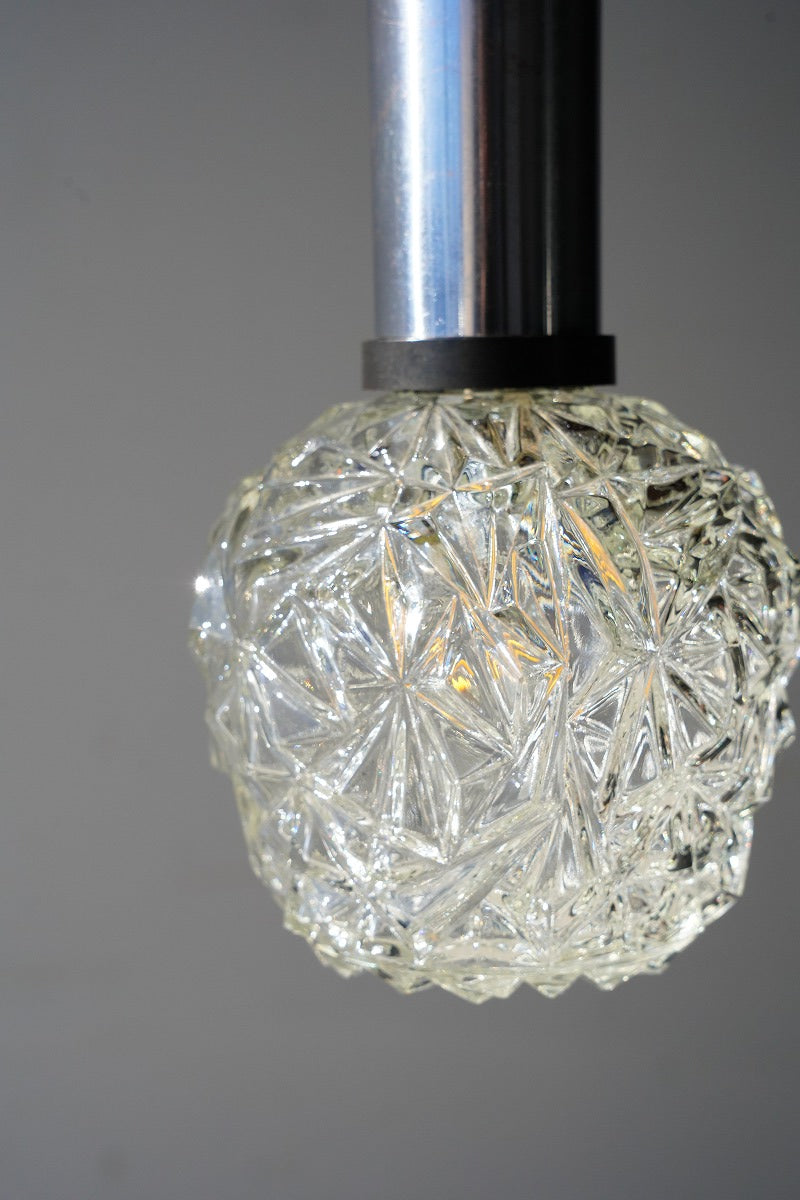 Cut glass x chrome pendant lamp<br> vintage yamato store