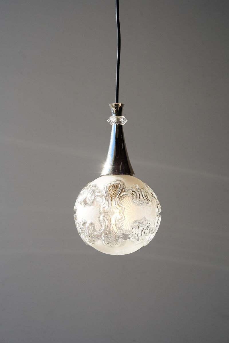 Frosted glass x chrome pendant lamp<br> vintage yamato store