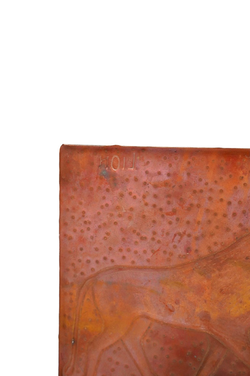 Leo motif copper plate relief<br> vintage yamato store