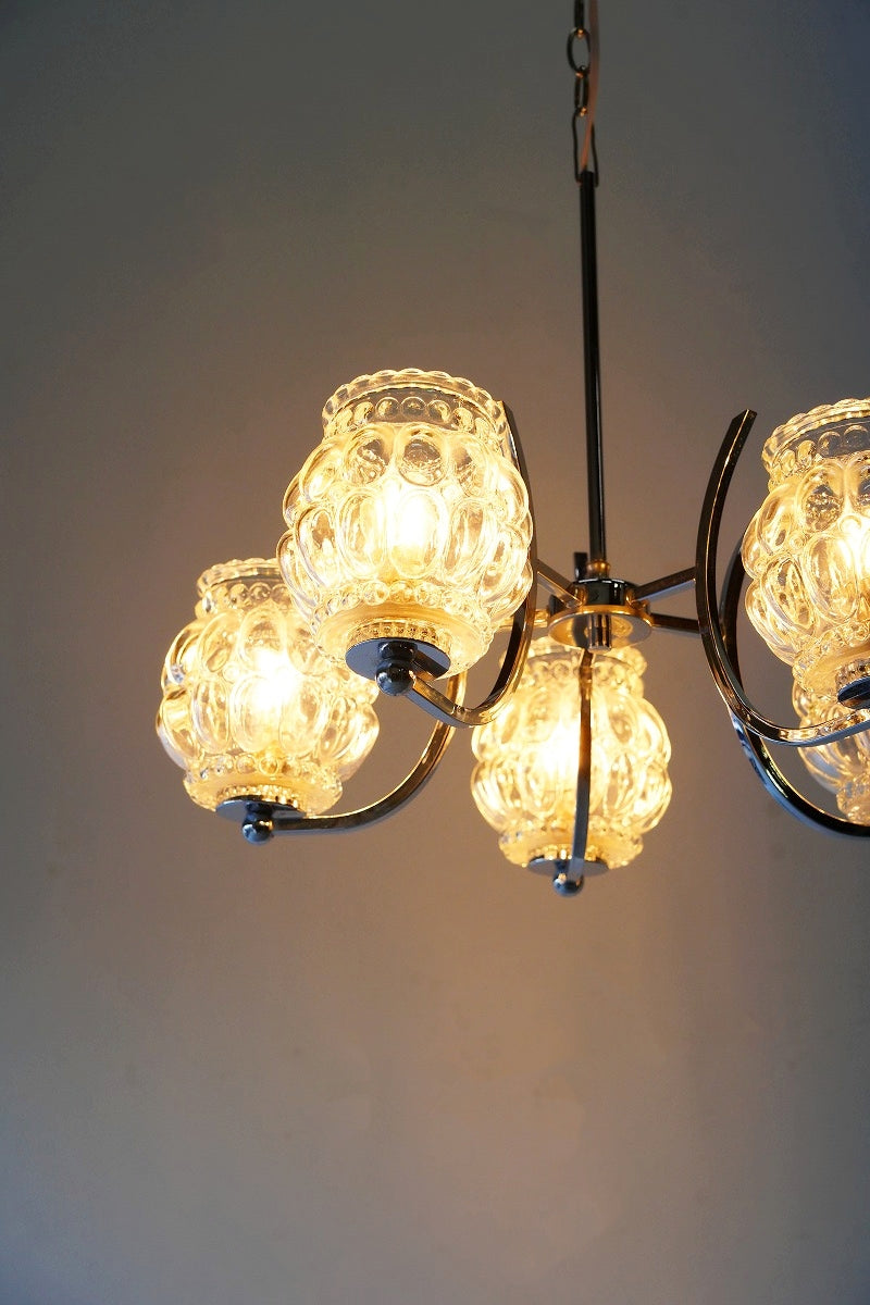 5 lights glass x iron chandelier vintage<br> Sendagaya store