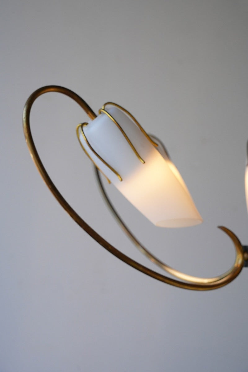 6-light frosted glass chandelier<br> vintage<br> Sendagaya store