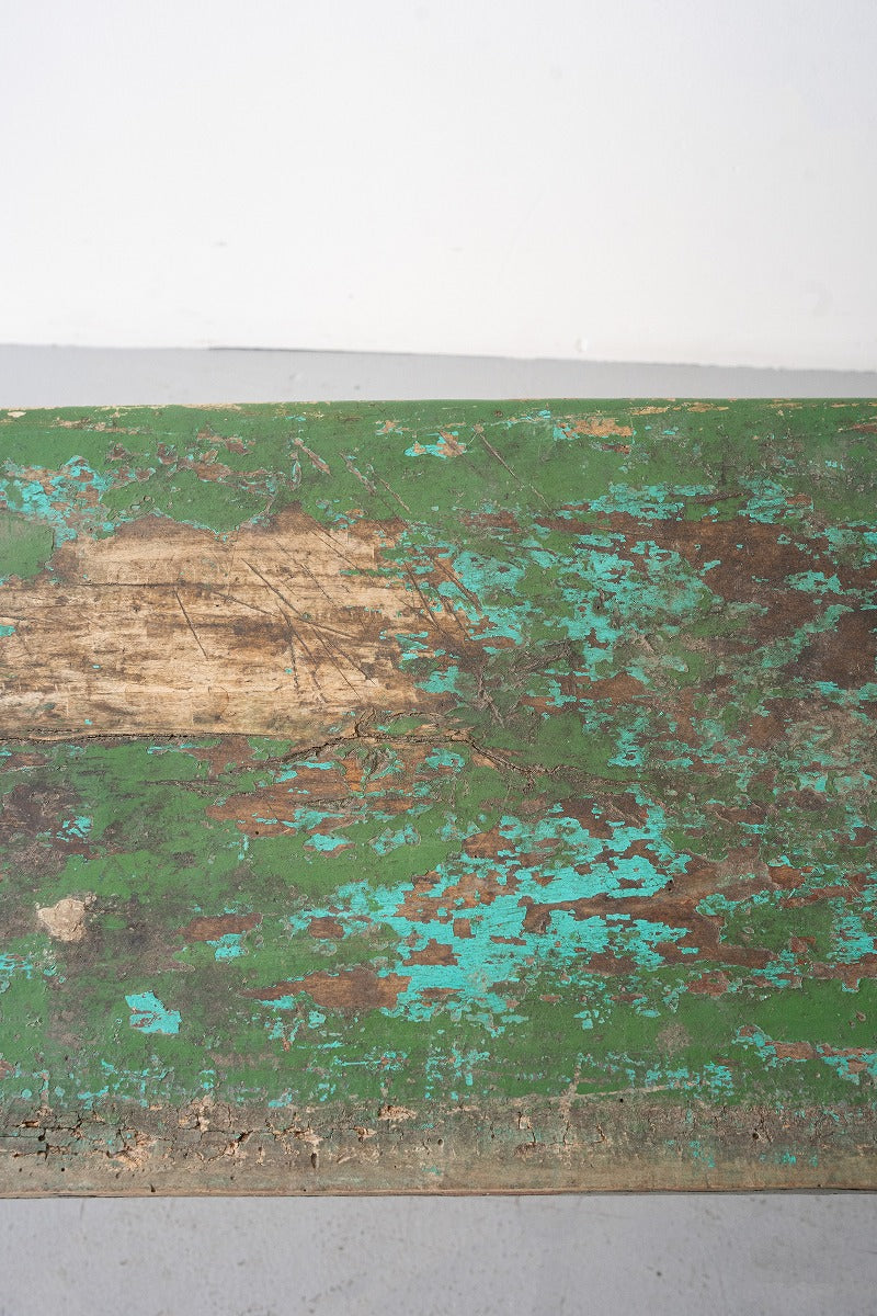 Green Paint Wood Bench Vintage Yamato Store
